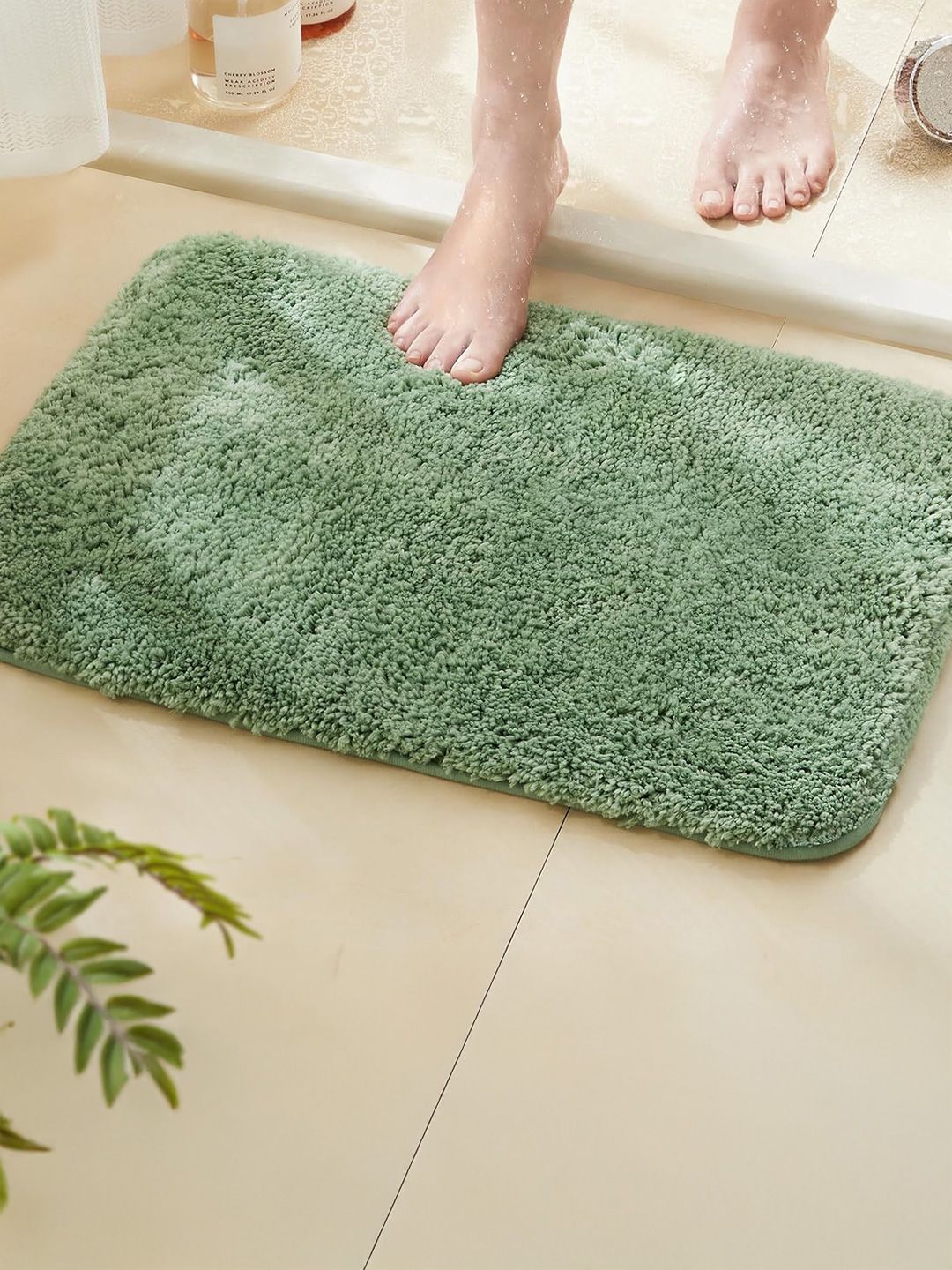 Homio Aura Green Pack of 2 Anti-Slip Microfibre Doormat (40x60 cm)
