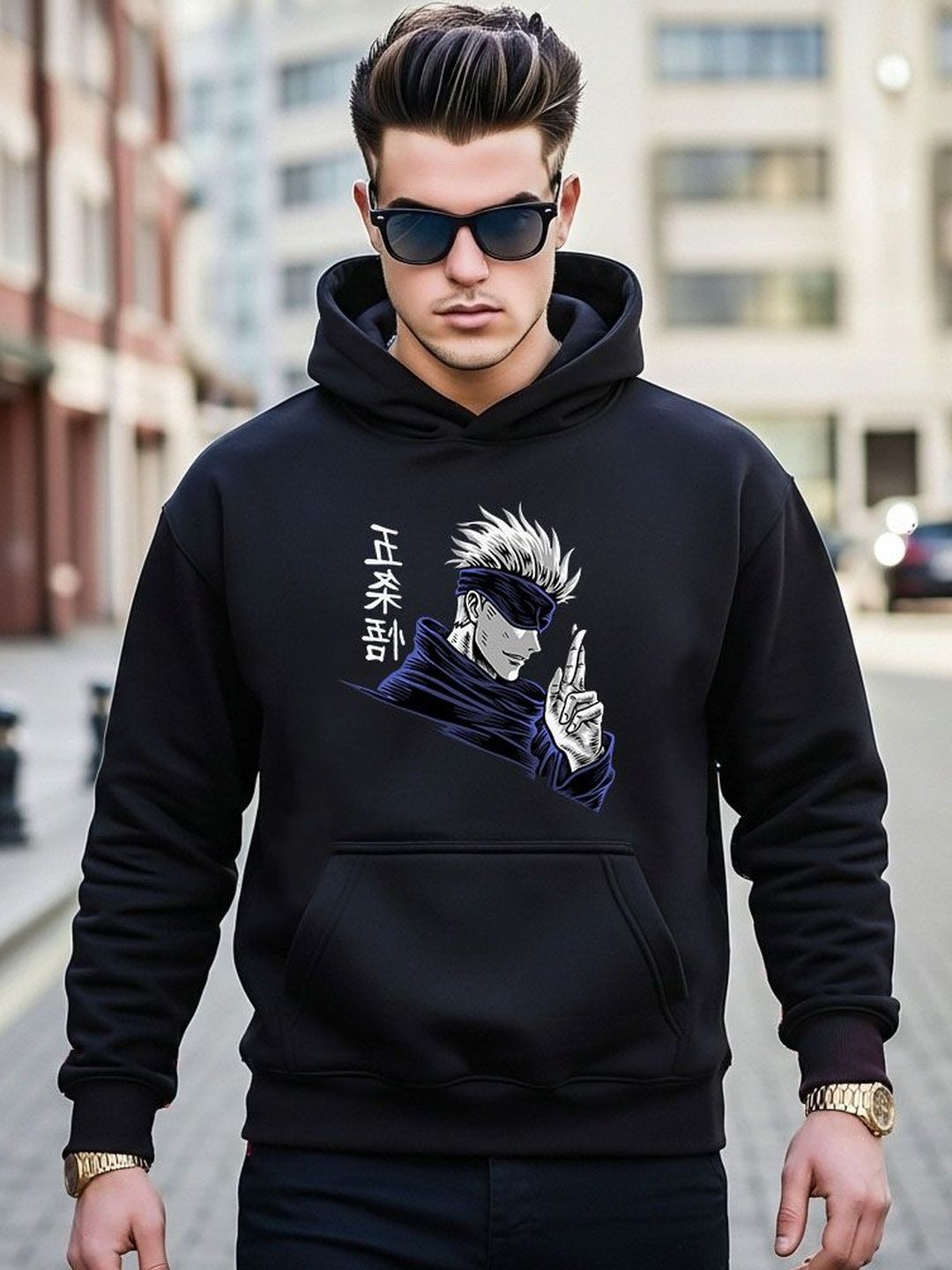 Moda Rapido Men Printed Hooded Sweatshirt
