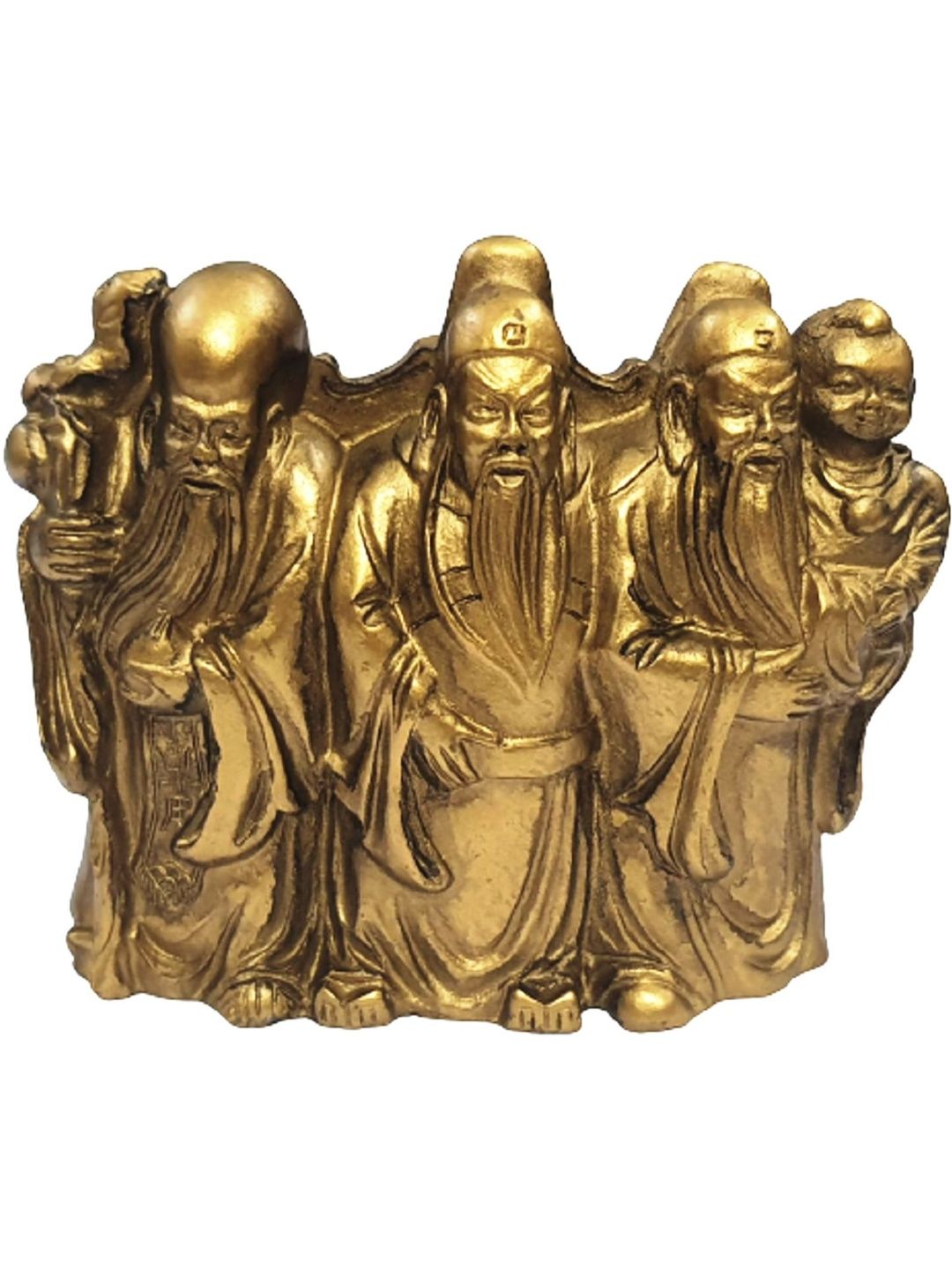 numeroastro Yellow Glossy Tiny Feng Shui Fuk LUK Sau Three Wise Men Idol - 2.7 In