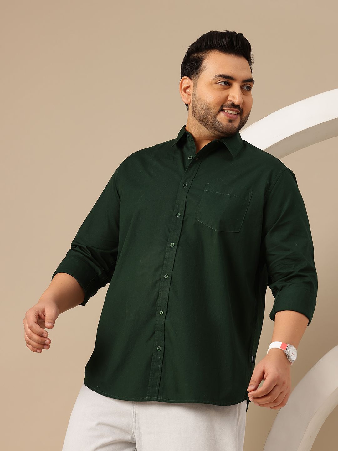 Sztori Plus Size Spread Collar Pure Cotton Shirt