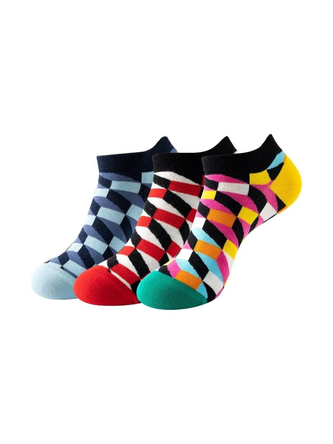 The Tie Hub Pack Of 3 Patterned Cotton Ankle Length Socks