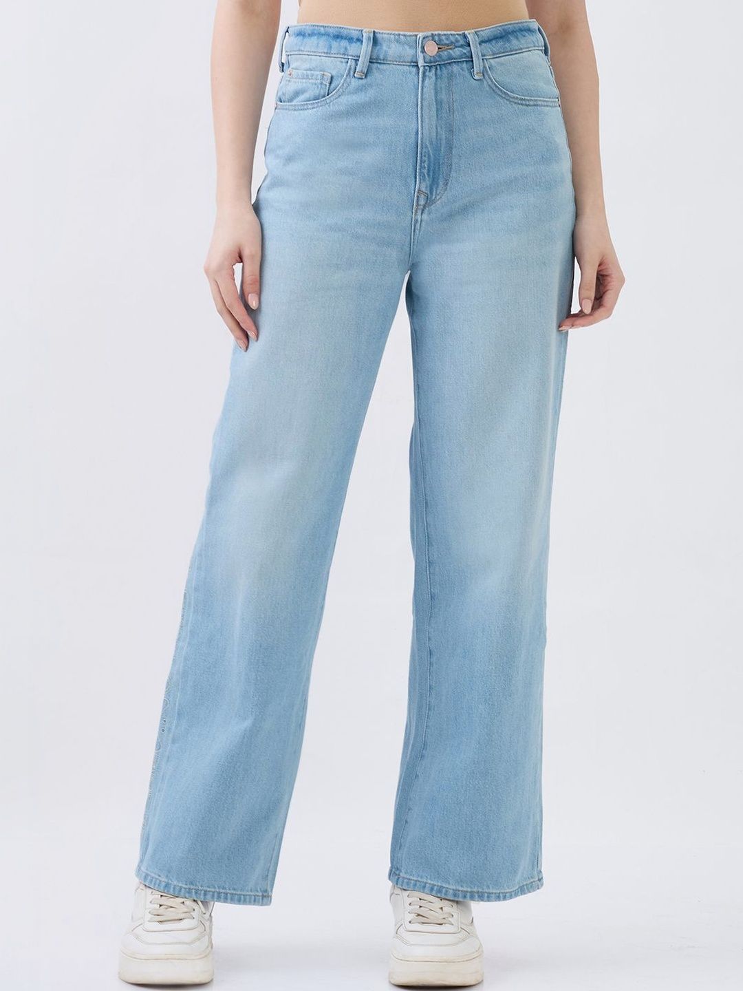 SPYKAR Women Straight Fit High-Rise Light Fade Jeans