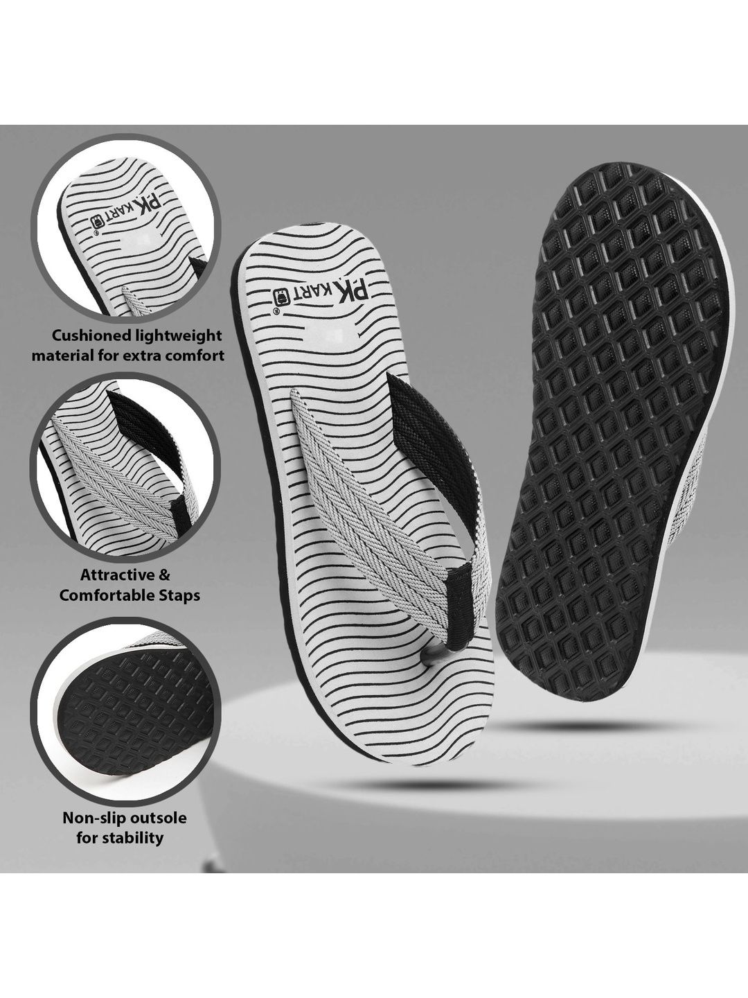 PKKART Men Striped Thong Flip-Flops