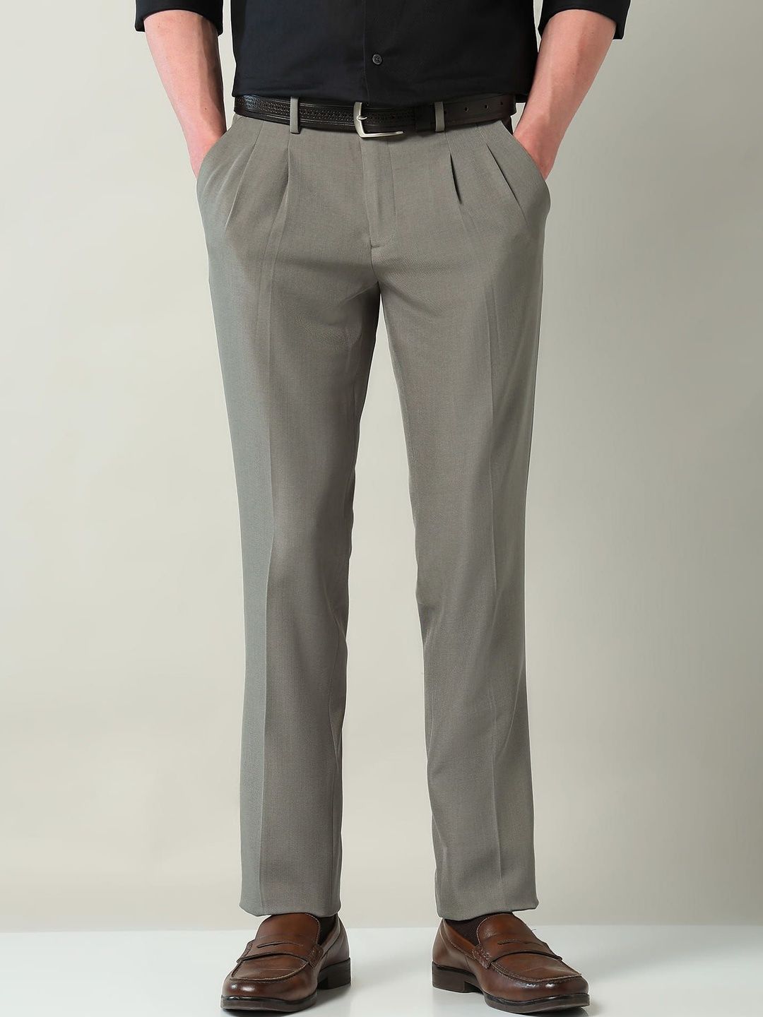 AD By Arvind Men Pleated Formal Trousers
