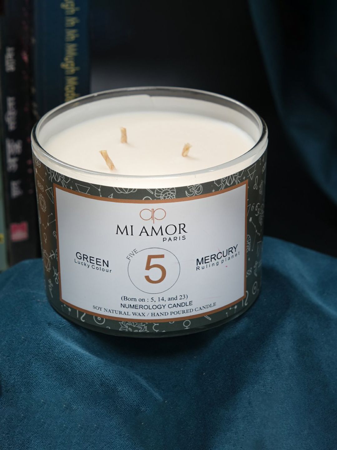 MI AMOR PARIS Number 5 Scented 3 Wick Scented Abstract Geometric Regular Jar Candles