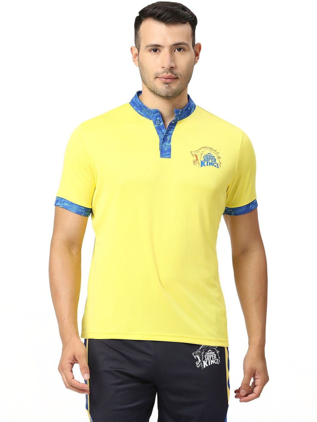 playR Men Brand Logo Mandarin Collar T-shirt