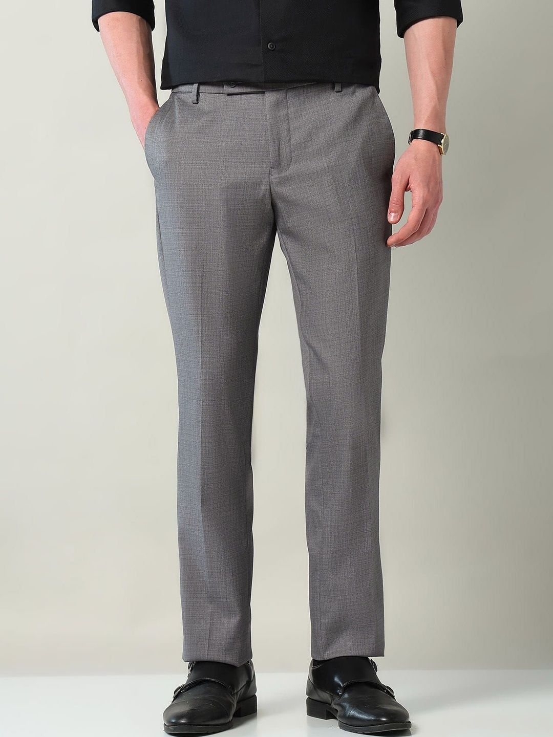 AD By Arvind Mid Rise Regular Fit Formal Trousers