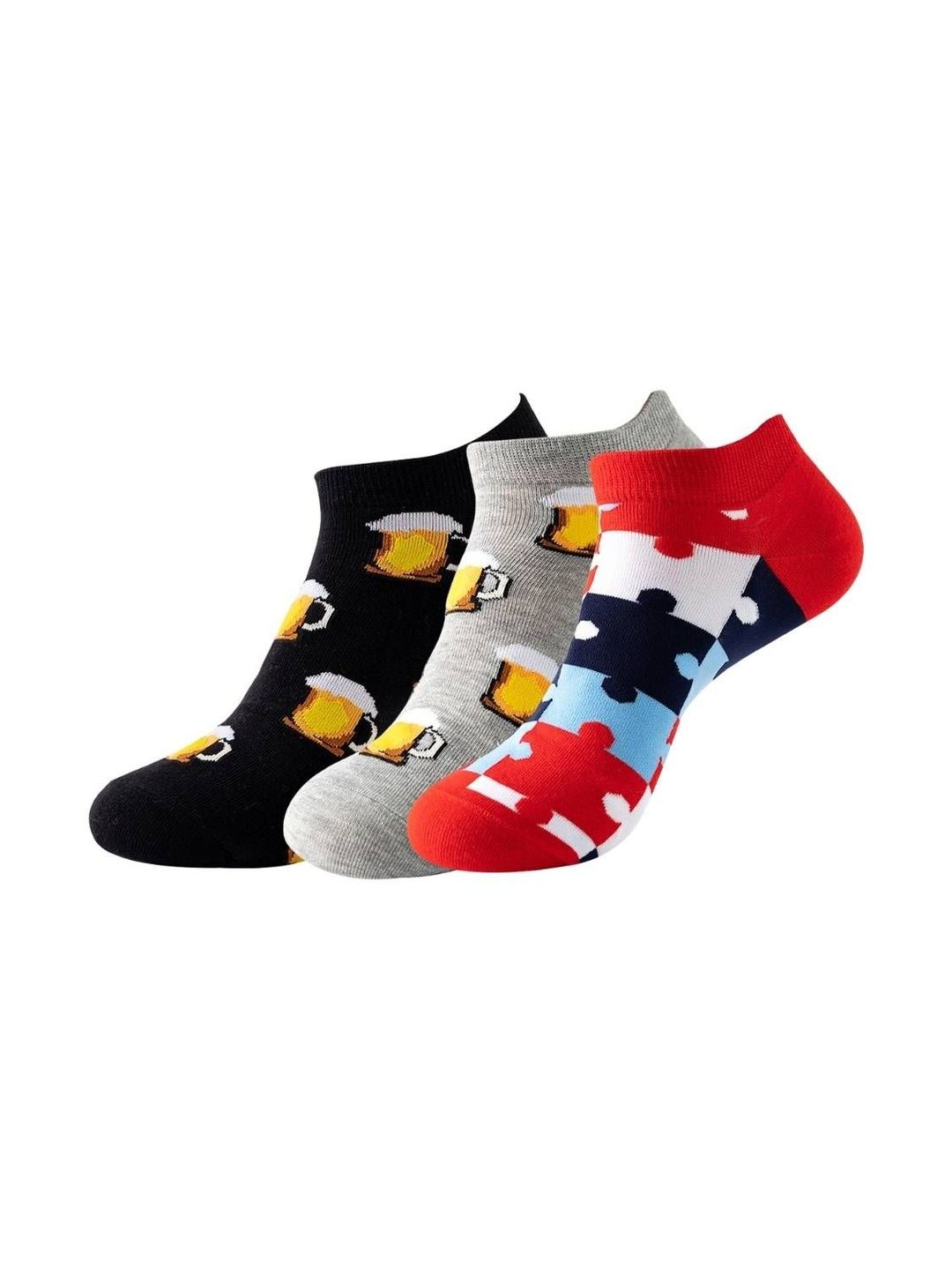The Tie Hub Pack of 3 Patterned Ankle-Length Socks