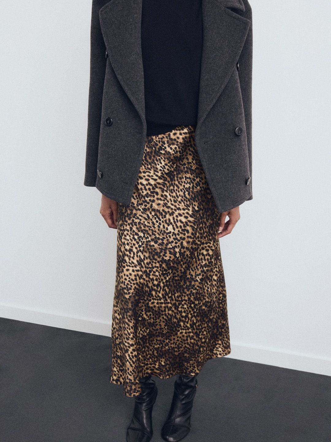 Leopard-print Satin Skirt