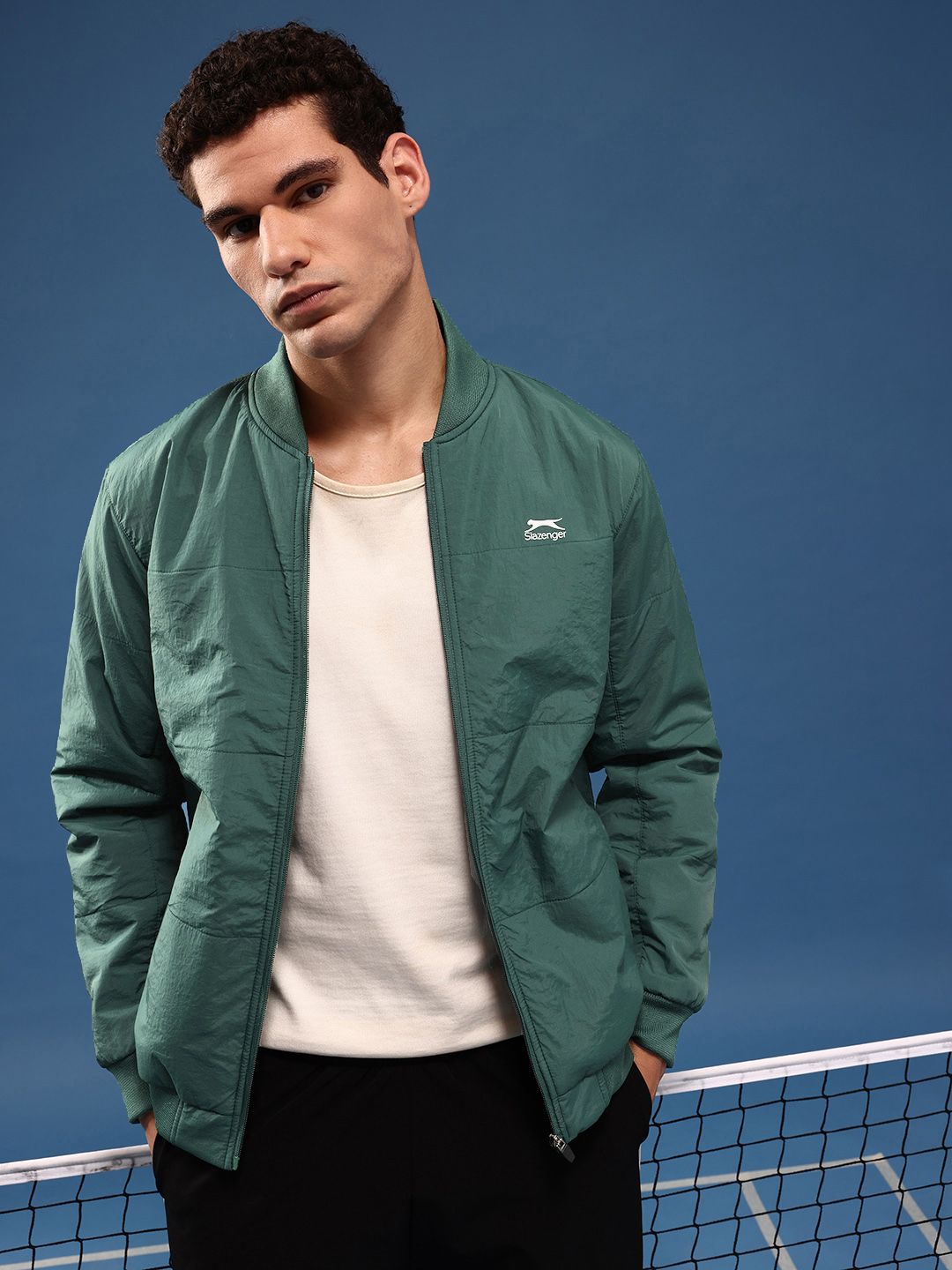 Slazenger Mandarin Collar Athleisure Bomber Jacket