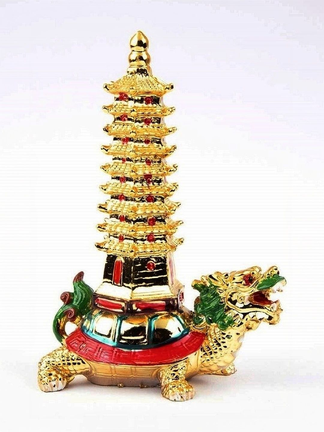 numeroastro Gold-Toned Feng Shui Educational Tower On Dragon Showpiece