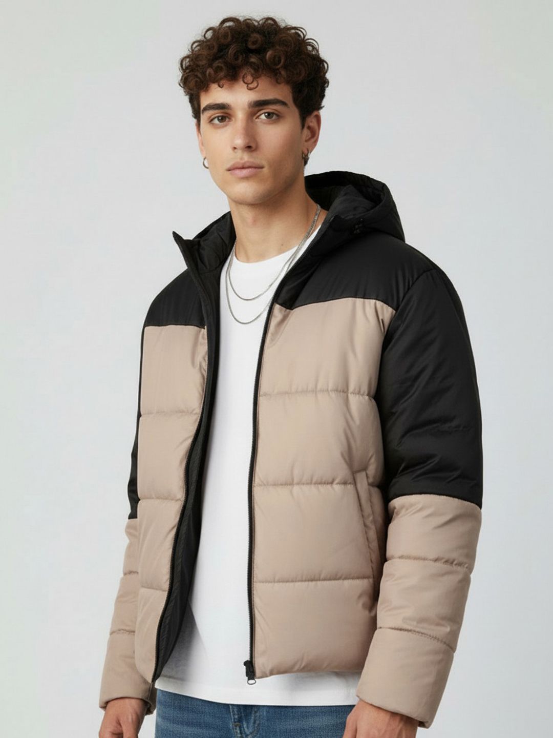 glitchez Colorblocked Hooded Oversized Padded Jacket