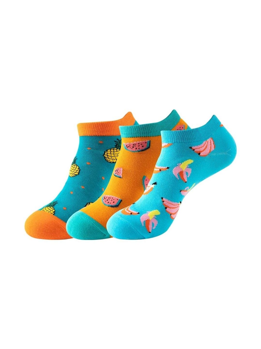 The Tie Hub Pack Of 3 Printed Cotton Ankle-Length Socks