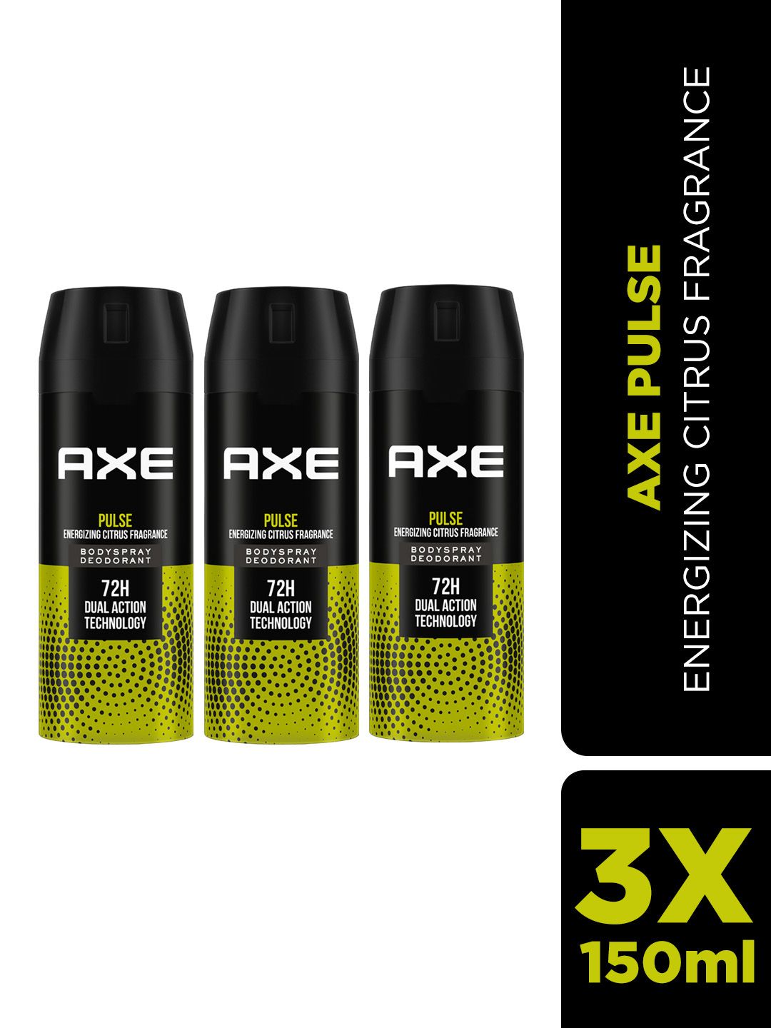 AXE Men Pack Of 3 Pulse Long Lasting Body Spray - 150ml Each