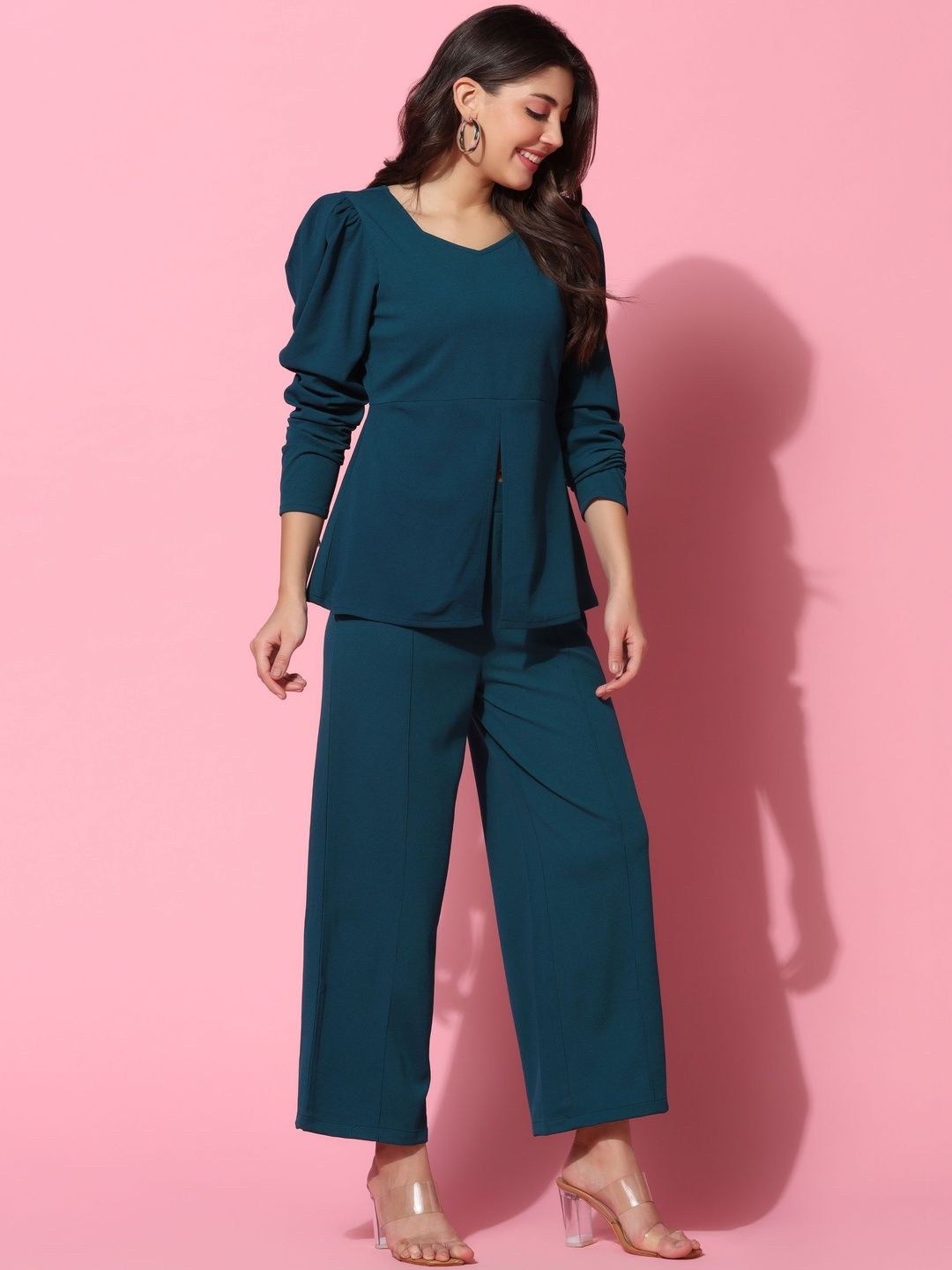 LERIYA FASHION Square Neck Top & Trousers Co-Ords