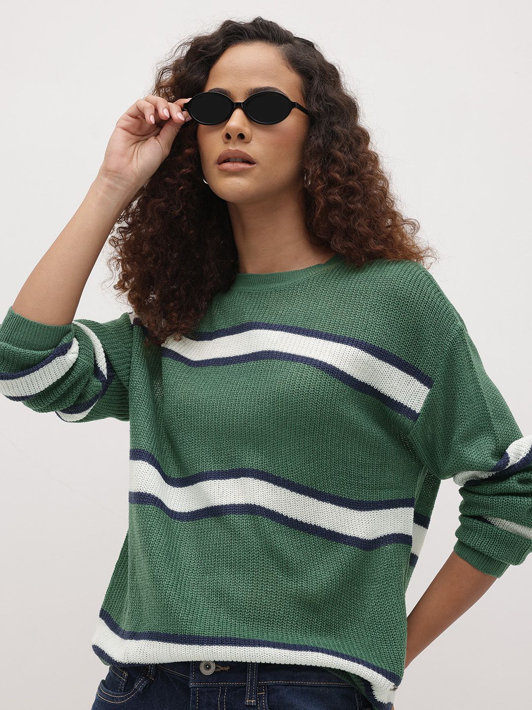 The Roadster Life Co. Striped Oversized Pullover