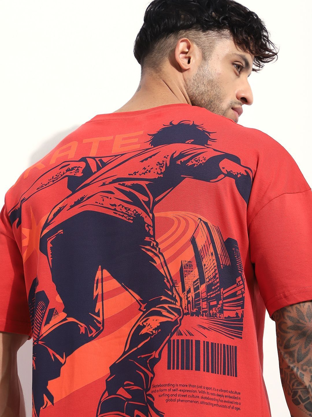 Stormborn Men Printed Drop-Shoulder Sleeves Oversized T-shirt