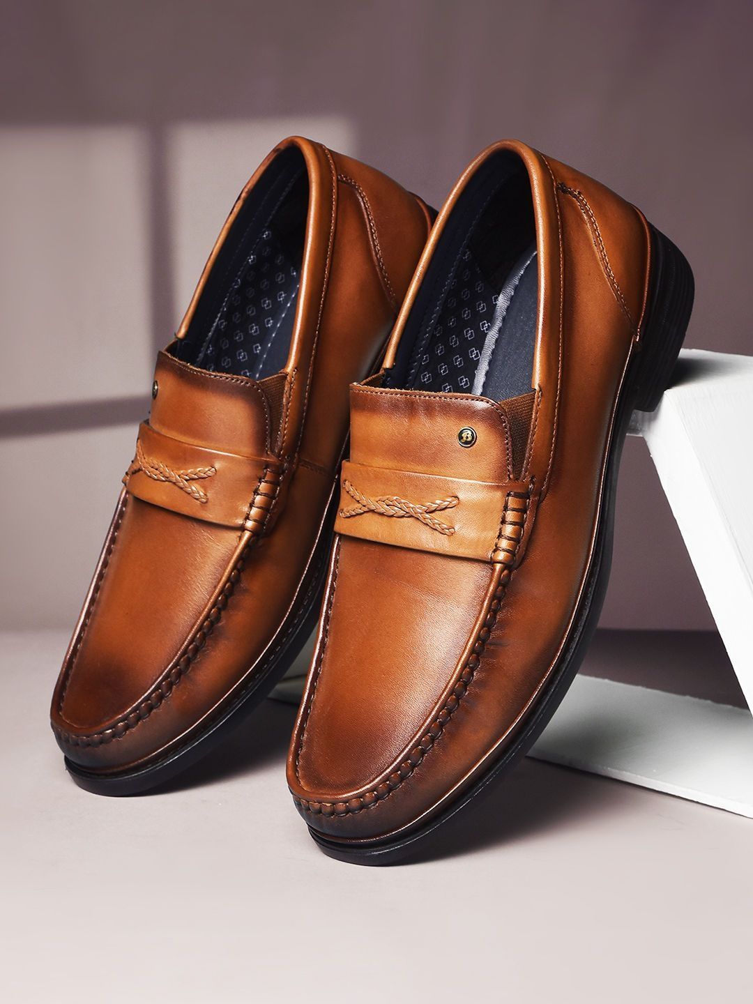 Bata Men Textured Round Toe Slip-On Formal Shoes
