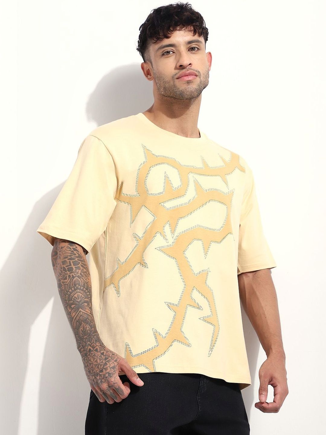 Difference of Opinion Men Printed Round Neck Oversized Tshirts