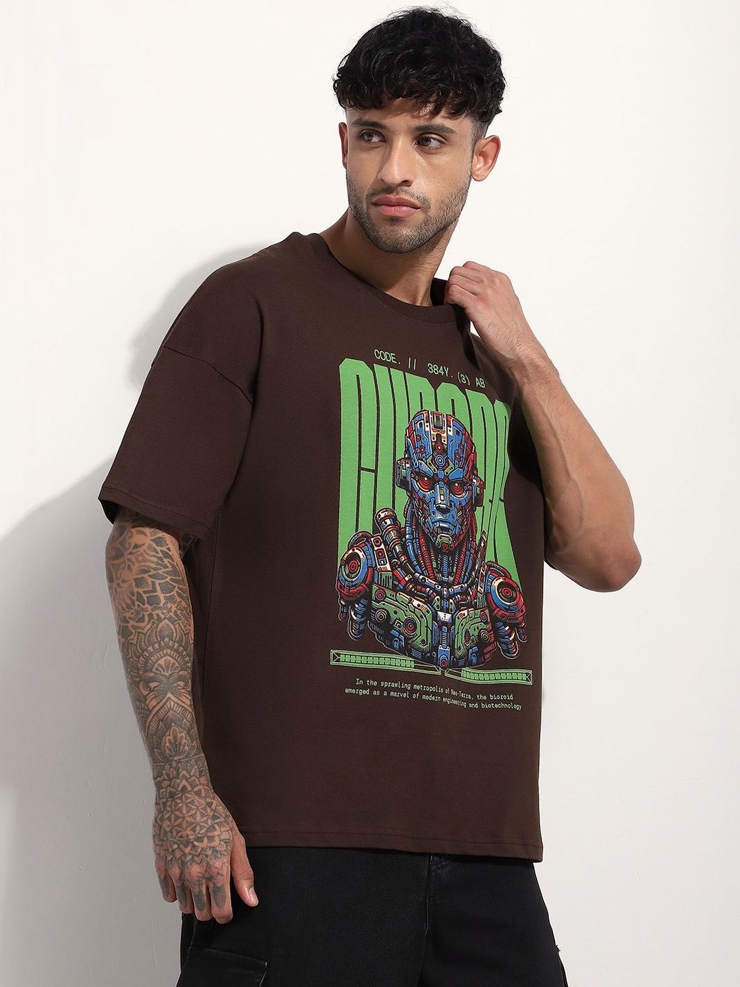 Stormborn Men Printed Drop-Shoulder Sleeves Oversized T-shirt