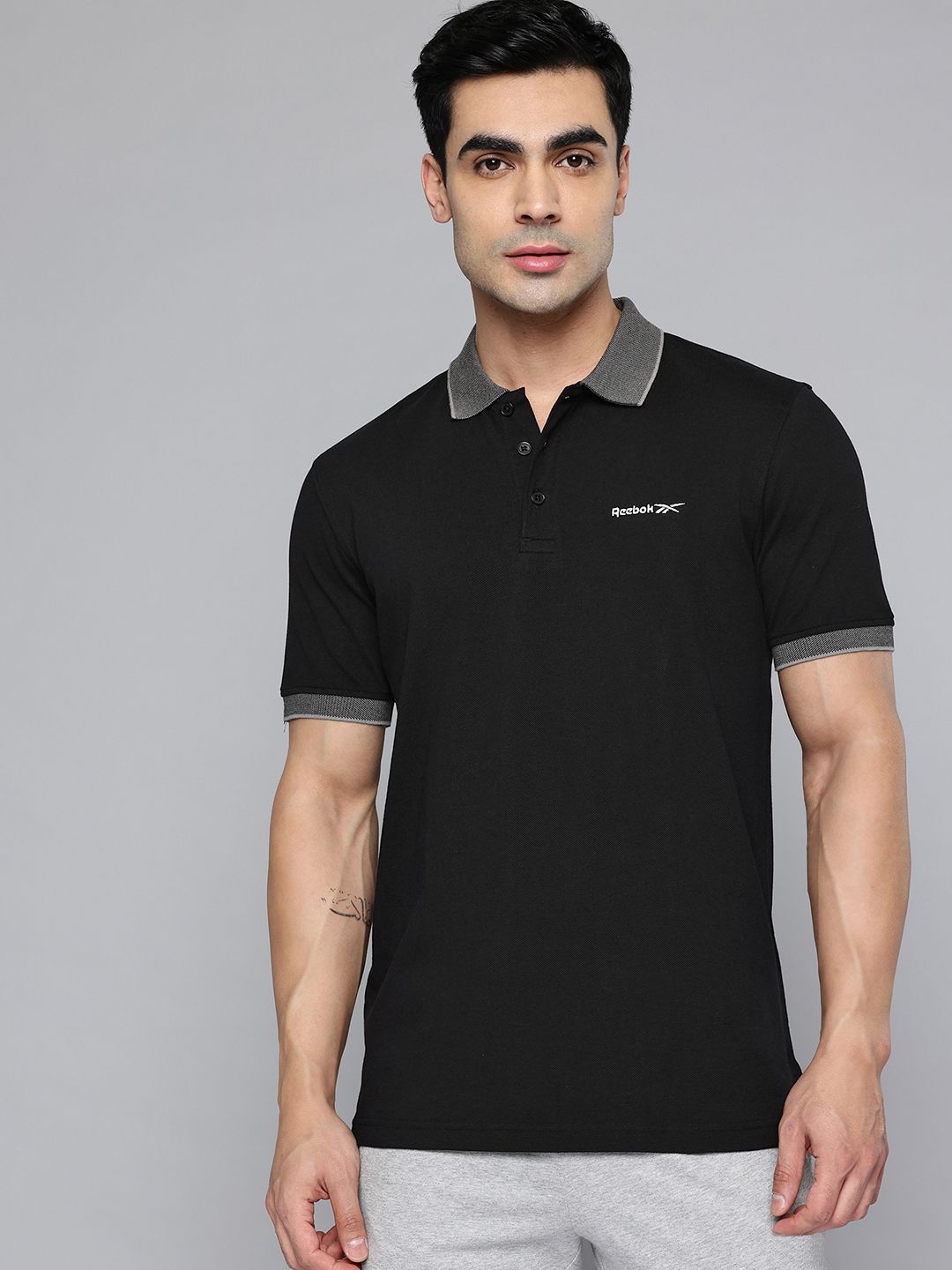 Reebok Brand Logo Printed Classic Jacquard Polo Collar Pure Cotton Athleisure T-shirt