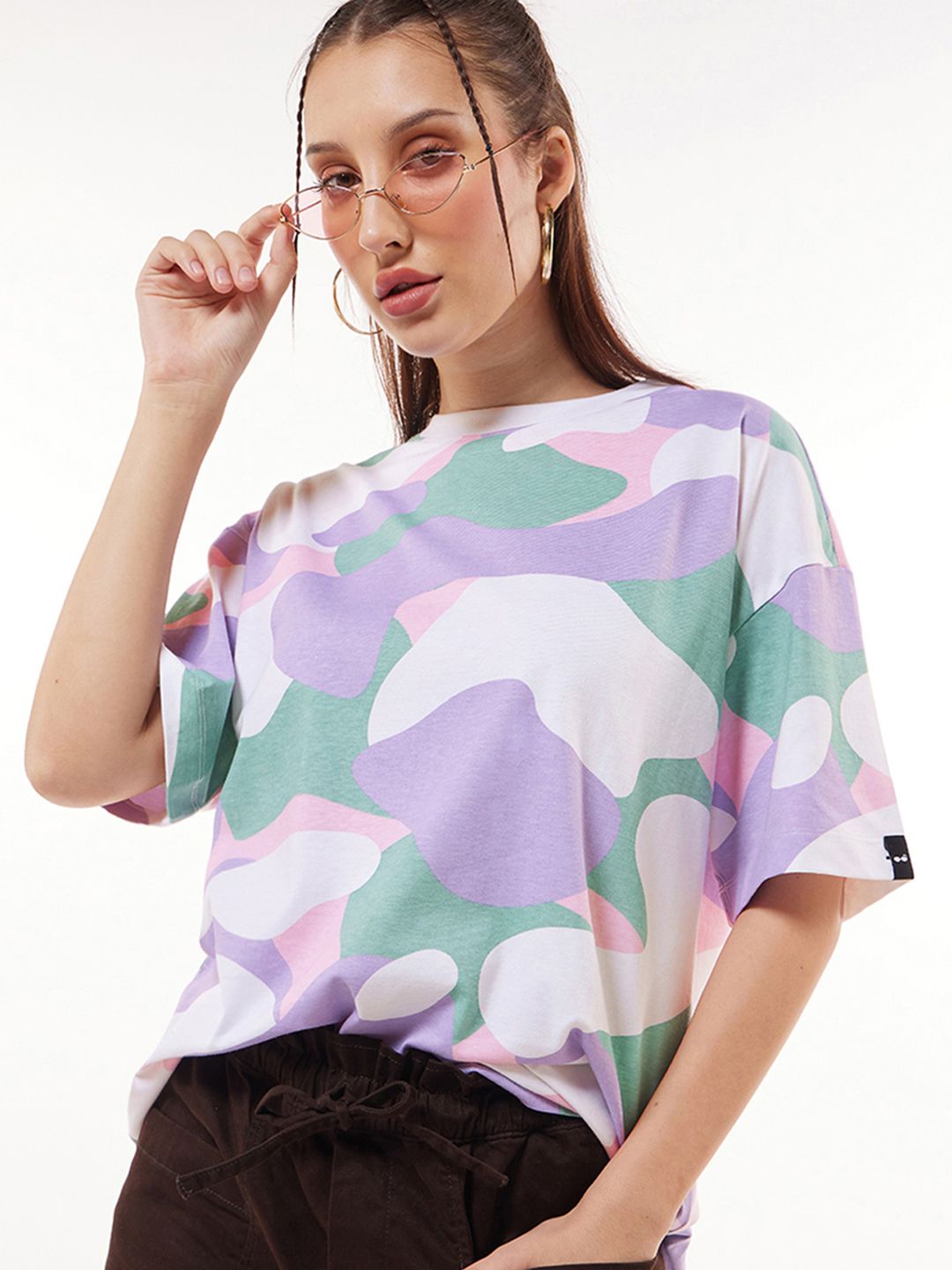 Bewakoof Women Camouflage Printed Pure Cotton T-shirt