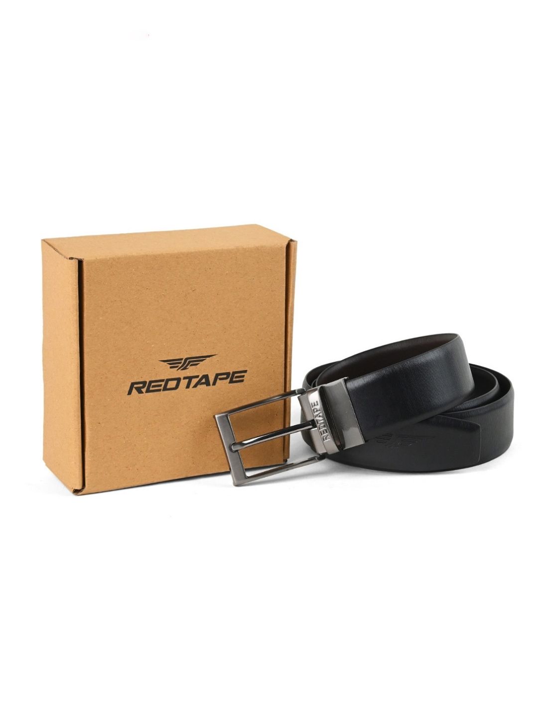 Red Tape Texture Leather Reversible Belt