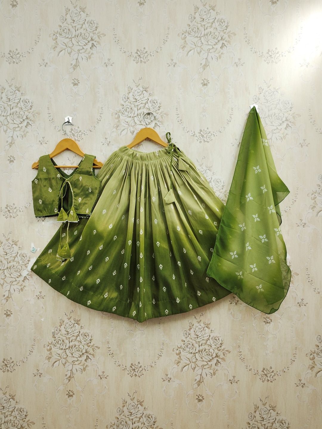 Sangria Girls Printed V-Neck Flared Lehenga Choli