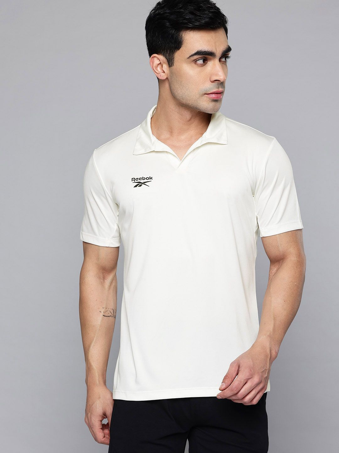 Reebok Brand Logo Printed Polo Collar Training T-shirt