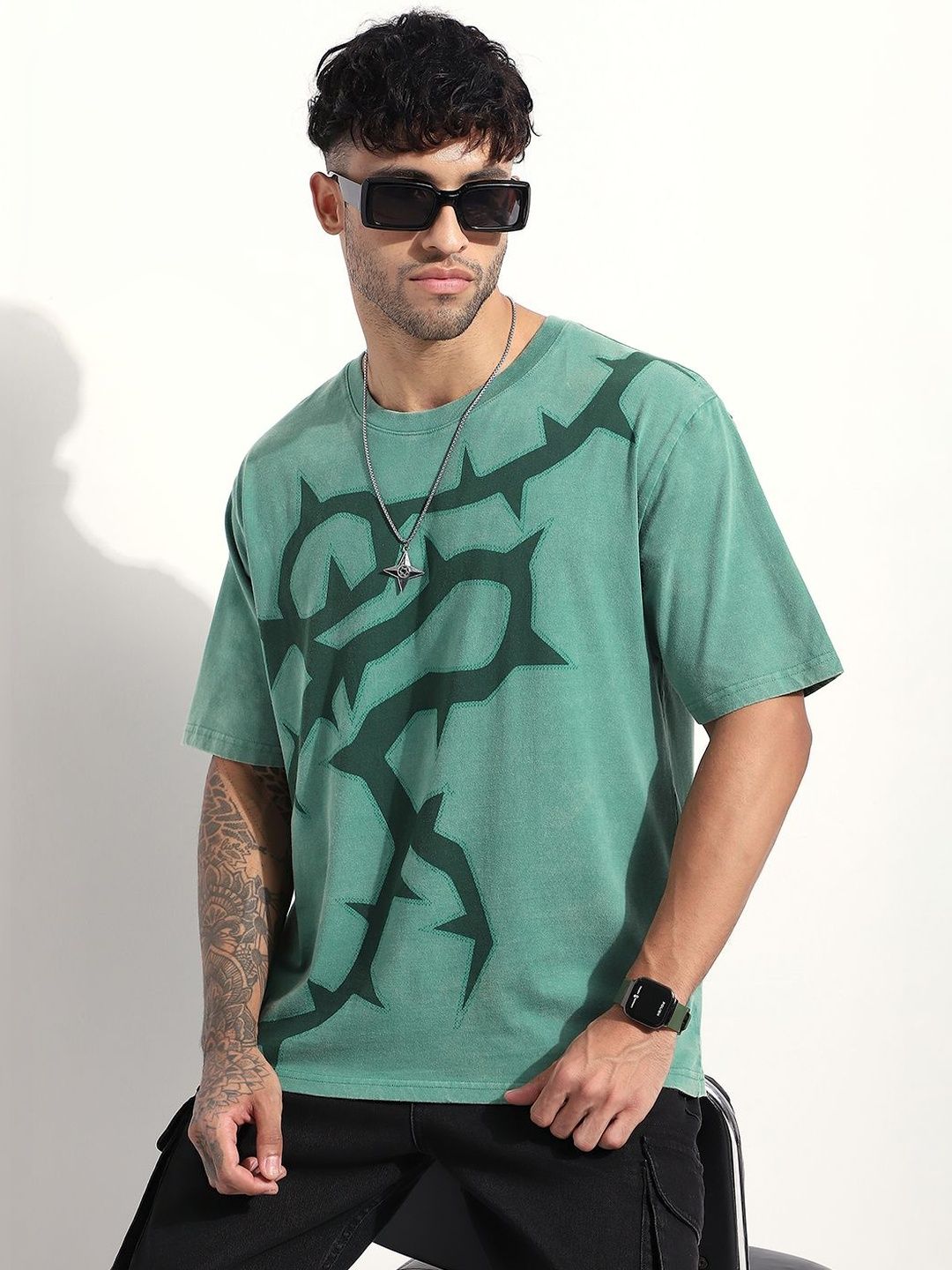 Difference of Opinion Men Printed Round Neck Oversized T-shirt