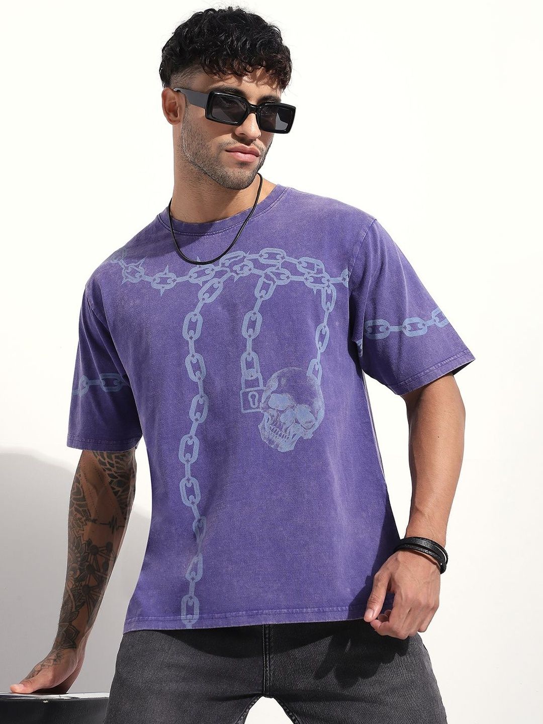 Difference of Opinion Men Printed Round Neck Oversized T-shirt