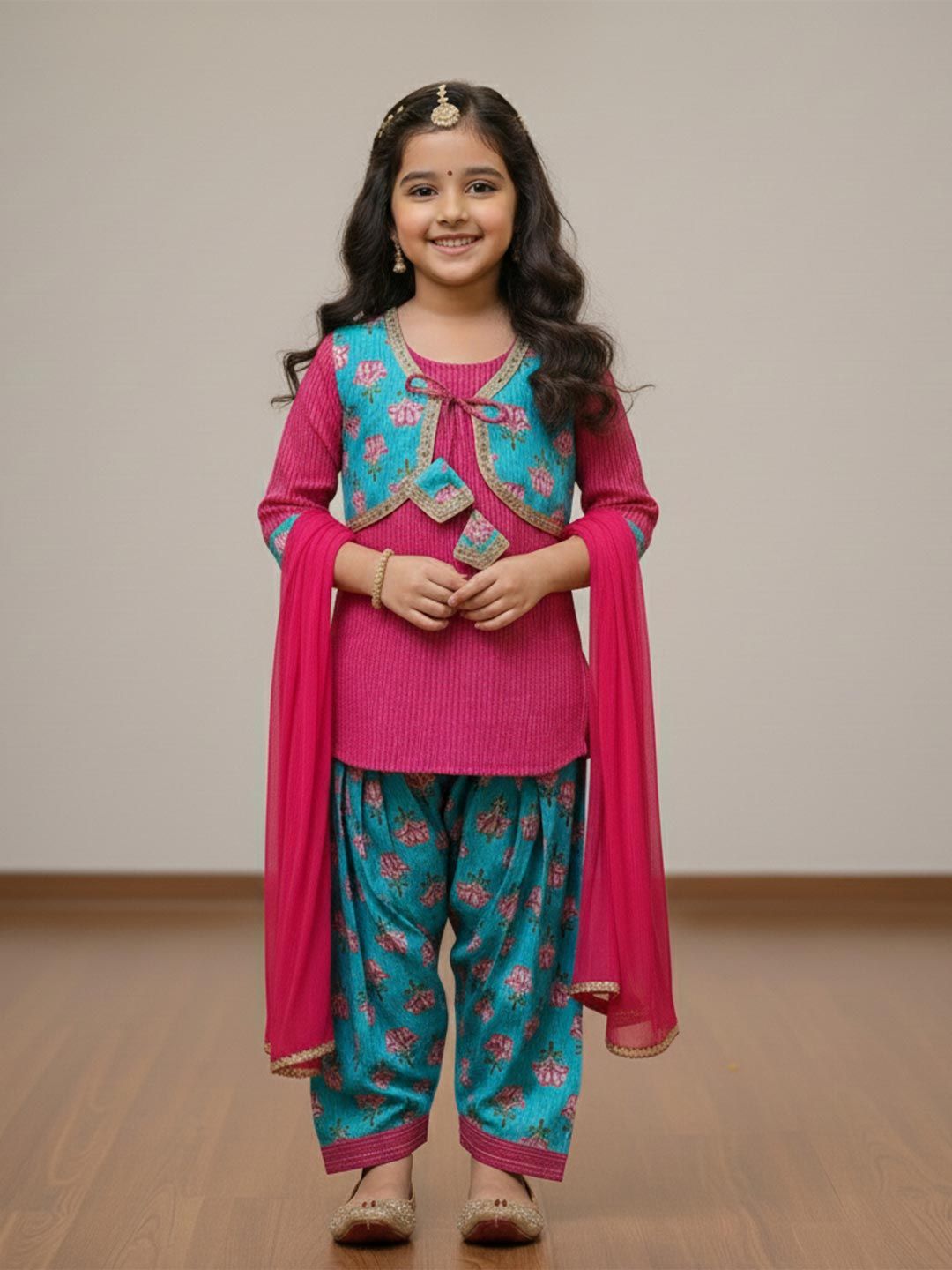Baal Leela Katha Girls Printed Cotton Kurta Set