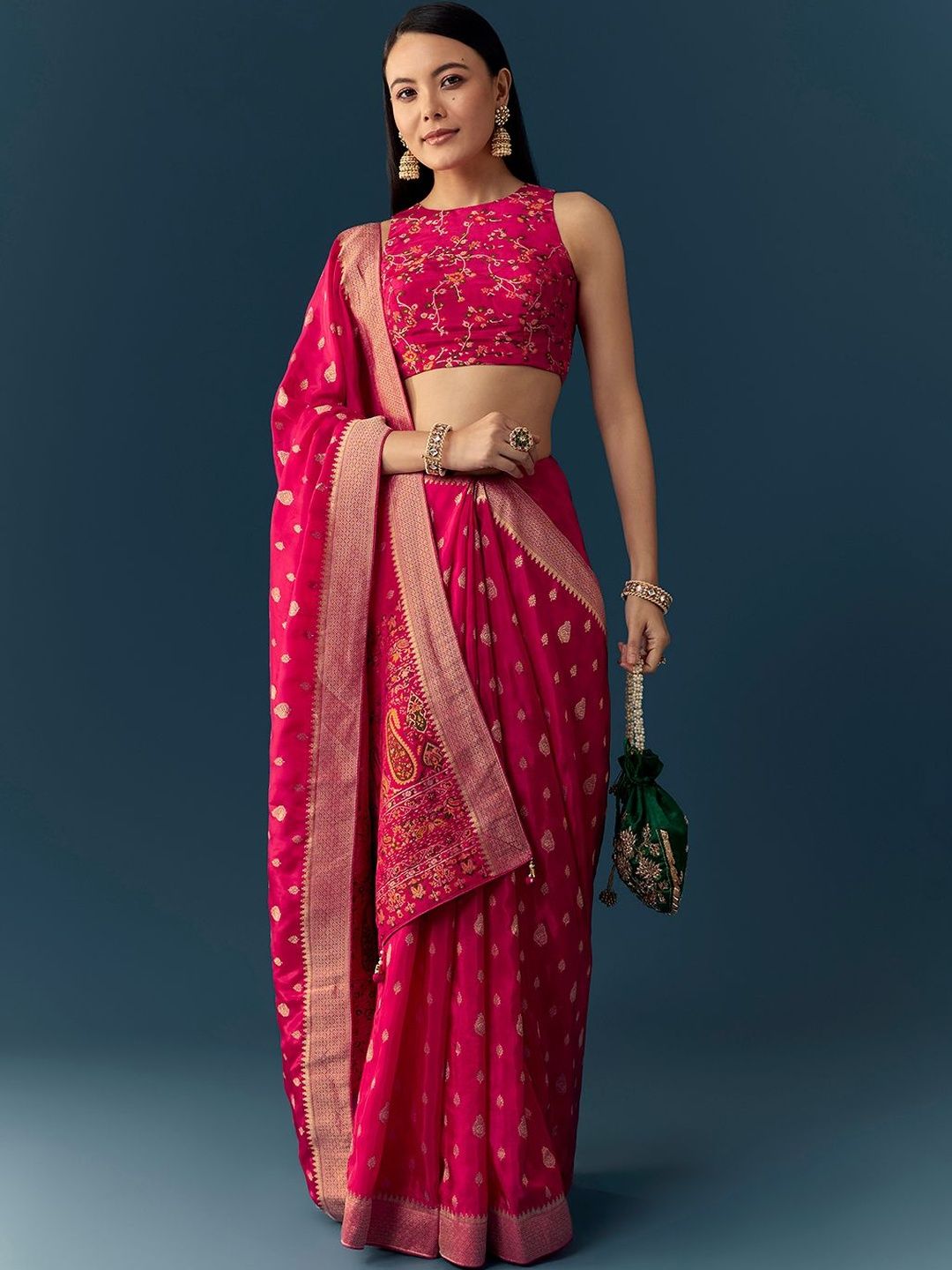 KALKI Fashion KALKI Fashion Ethnic Motifs Zari Silk Blend Heavy Work Saree