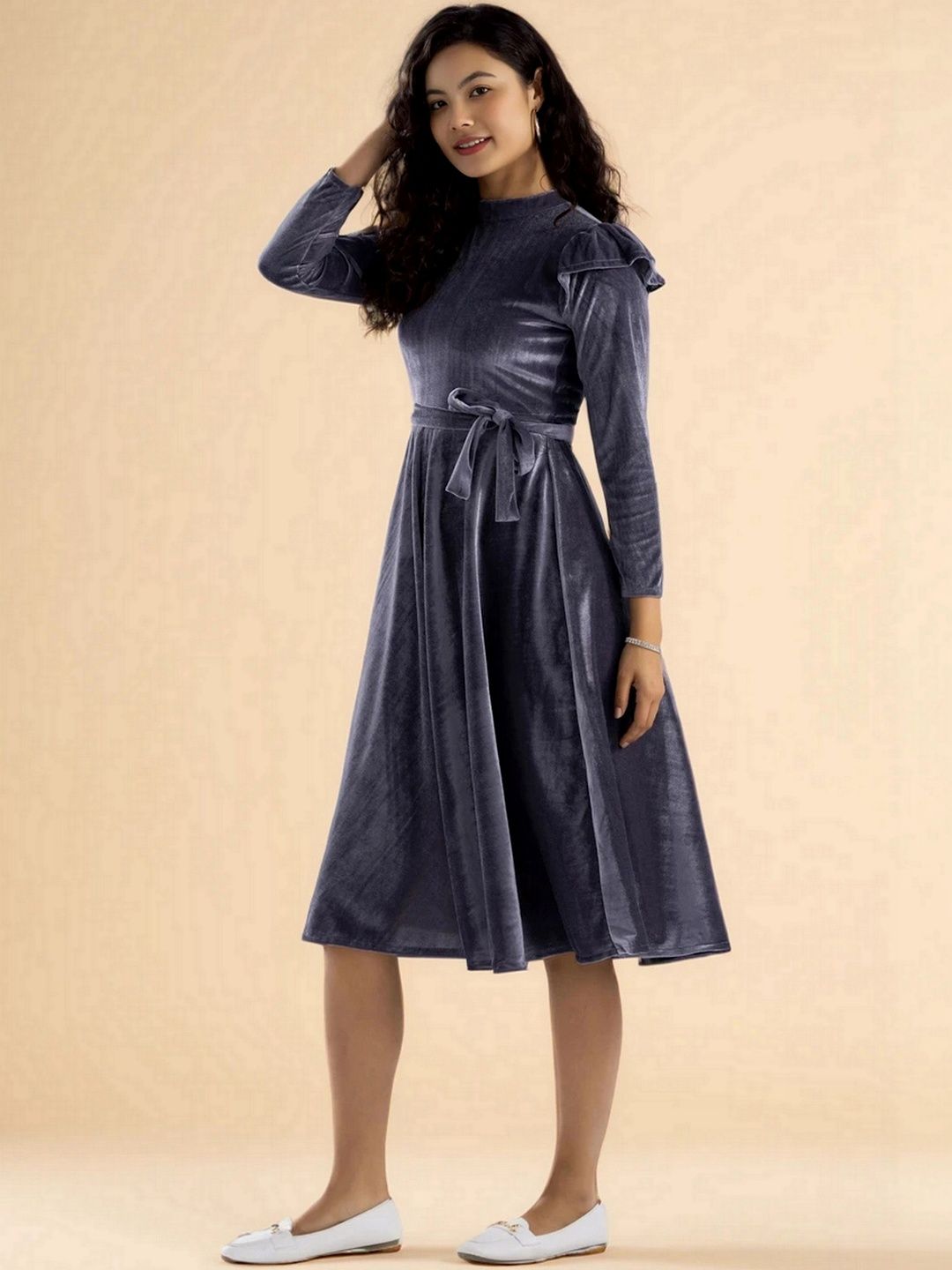 Shift Dress Talbots Velvet Dress Buy AASK High Neck Ruffles Velvet Fit  Flare Dress Dresses For
