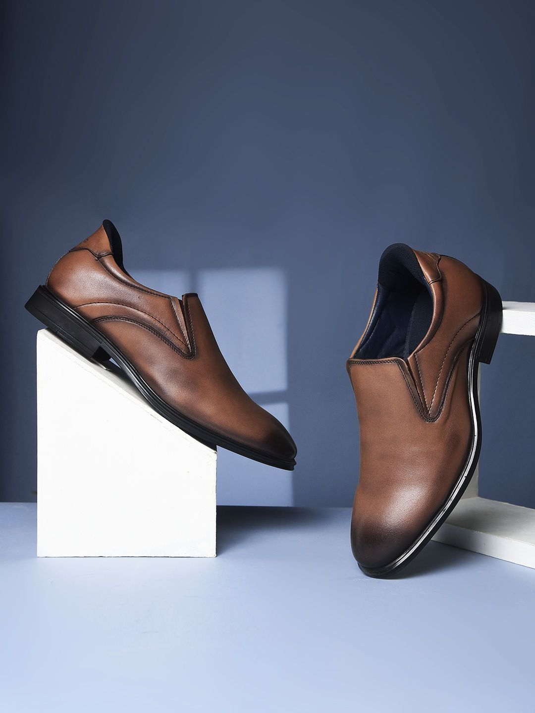 Bata Men Textured Round Toe Slip-On Formal Shoes