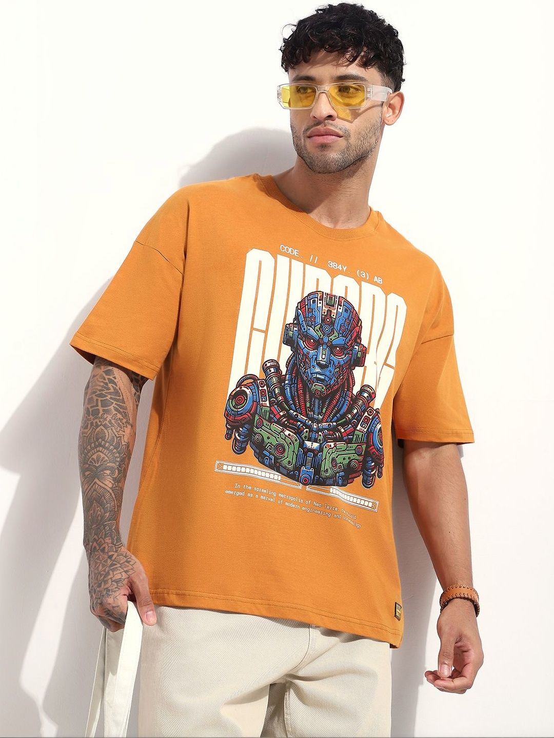 Stormborn Men Printed Drop-Shoulder Sleeves Oversized T-shirt