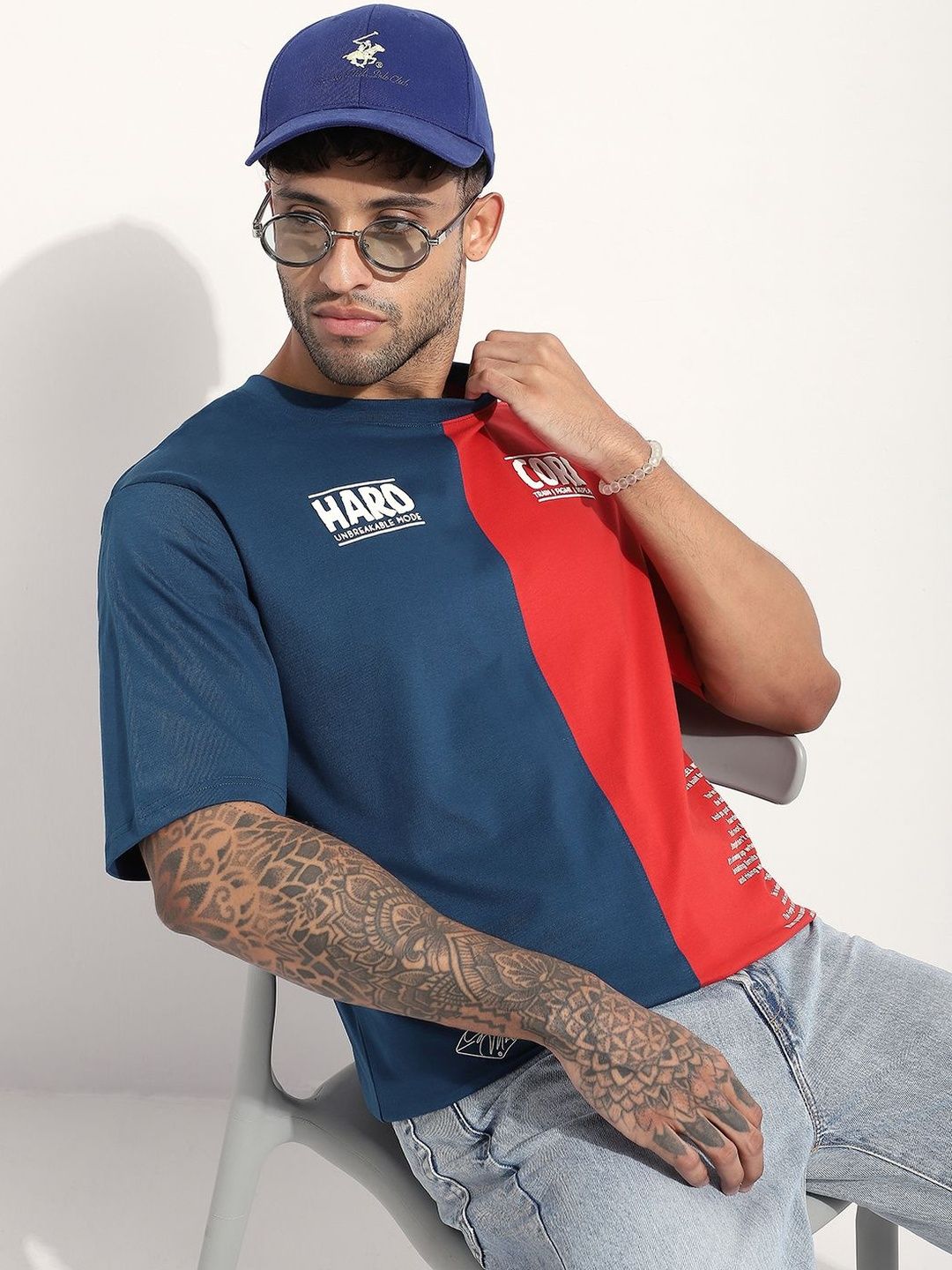 Difference of Opinion Men Embellished Round Neck Oversized T-shirt