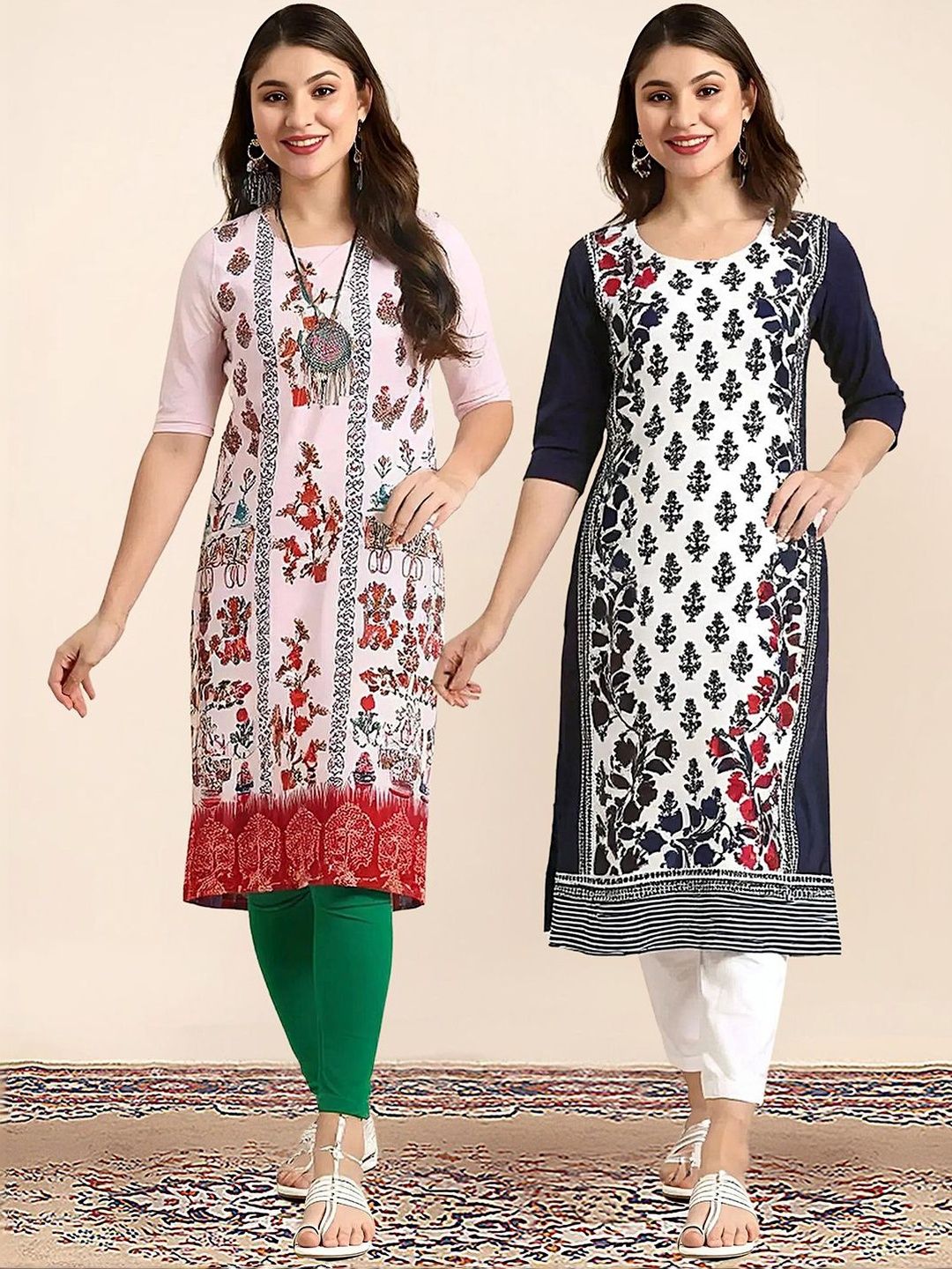 arangya Women Ethnic Motifs Printed Indie Prints Crepe Kurta