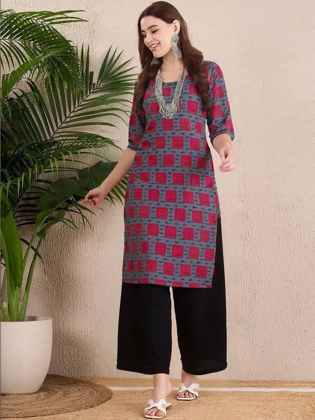 arangya Pack Of 3 Women Geometric Printed Crepe Kurta