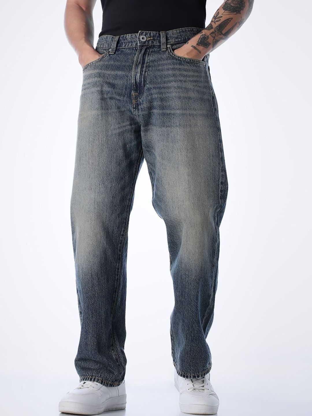 Wide Leg High-Rise Heavy Fade Jeans