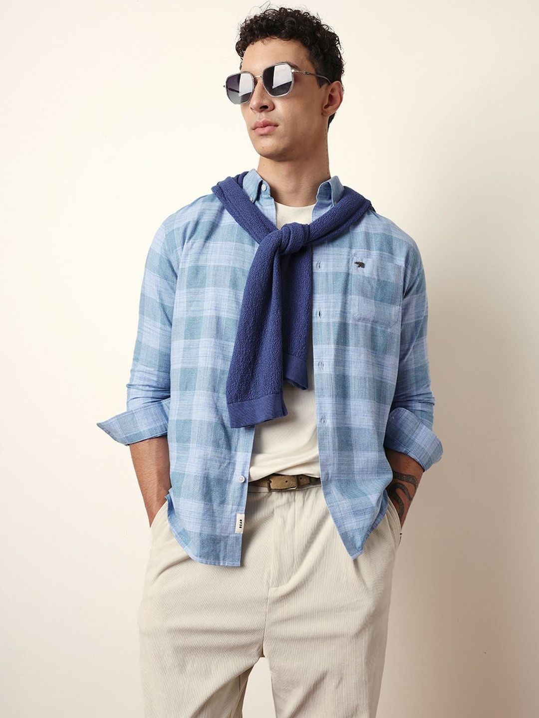 THE BEAR HOUSE Men Slim Fit Checked Casual Shirt