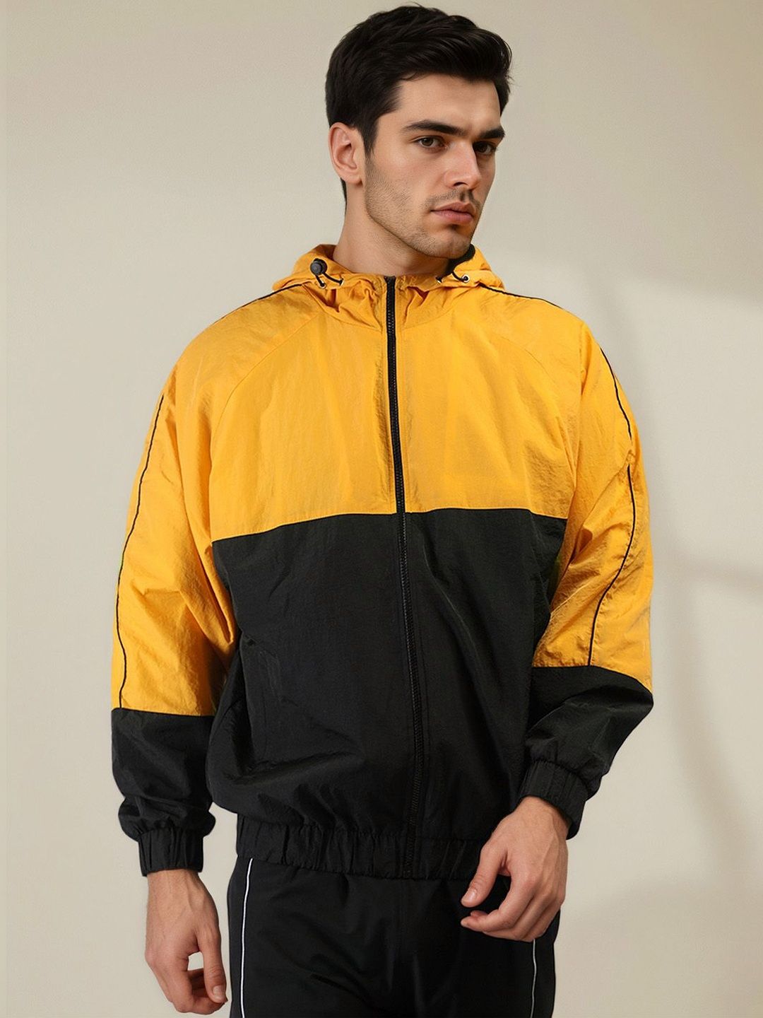 CHKOKKO Men Colourblocked Windcheater Outdoor Tailored Jacket