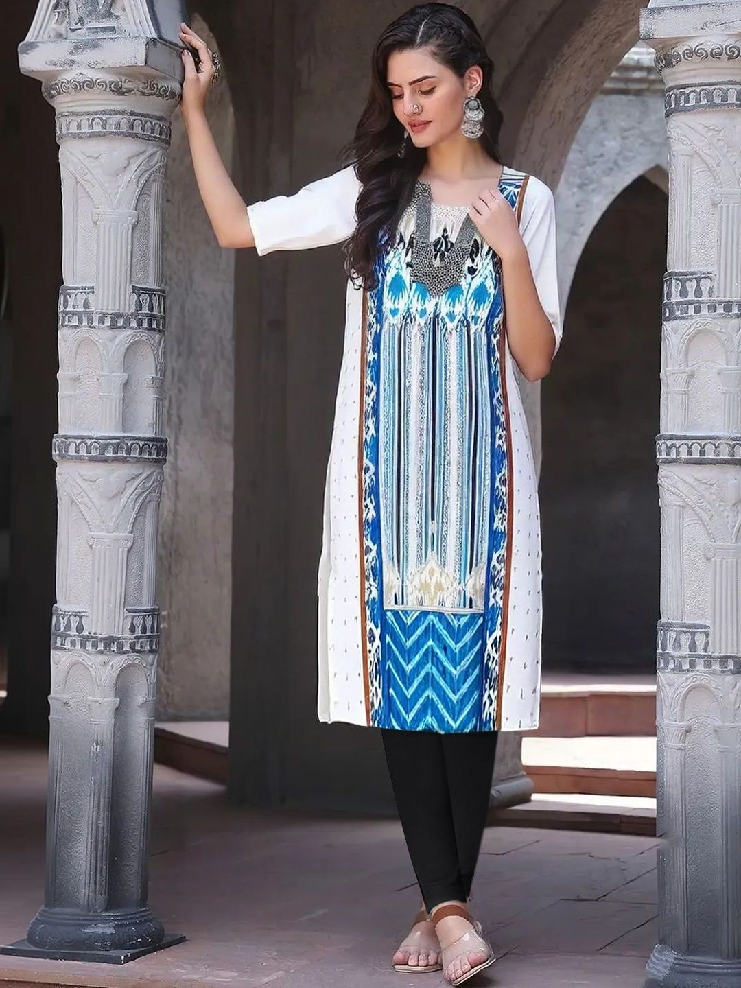 arangya Pack Of 3 Women Ethnic Motifs Printed Indie Prints Crepe Kurta