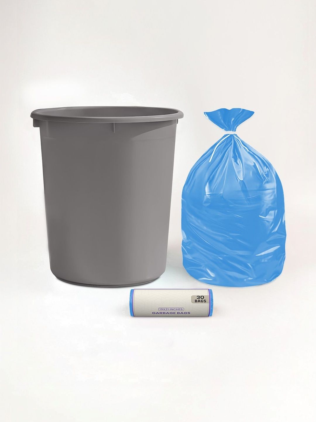 Homestic Grey Plastic Open Waste Bin With 1 Garbage Bag Set 13 L