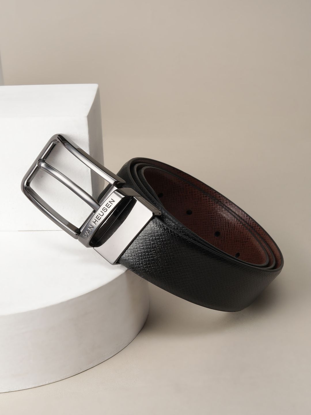 Van Heusen Van Heusen Men Textured Leather Reversible Formal Belt