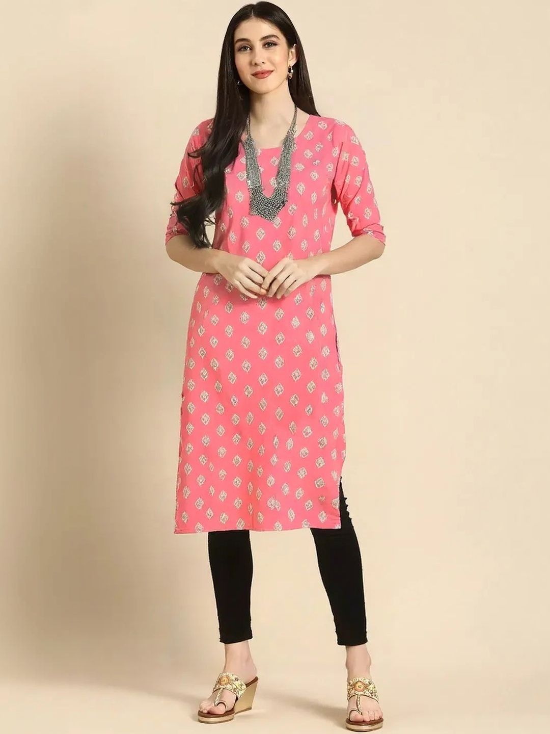 arangya Pack Of 3 Women Ethnic Motifs Printed Indie Prints Crepe Kurta