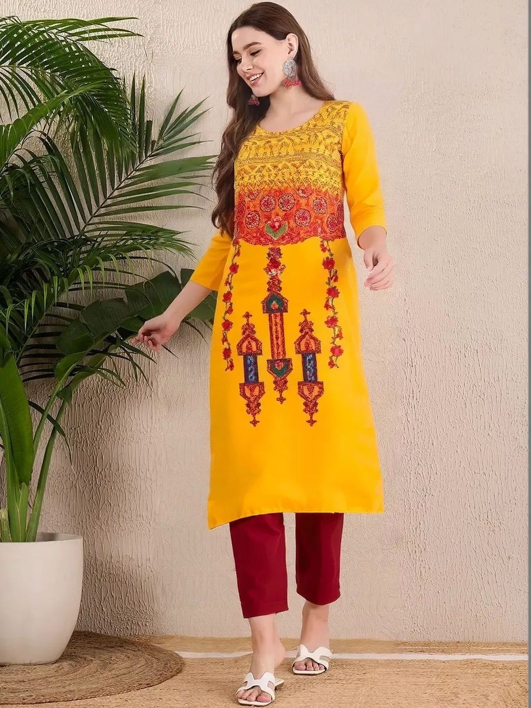 arangya Women Pack Of 3 Ethnic Motifs Printed Indie Prints Crepe Kurta