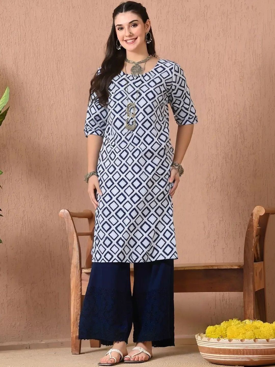 arangya Women Pack Of 2 Geometric Printed Crepe Kurta