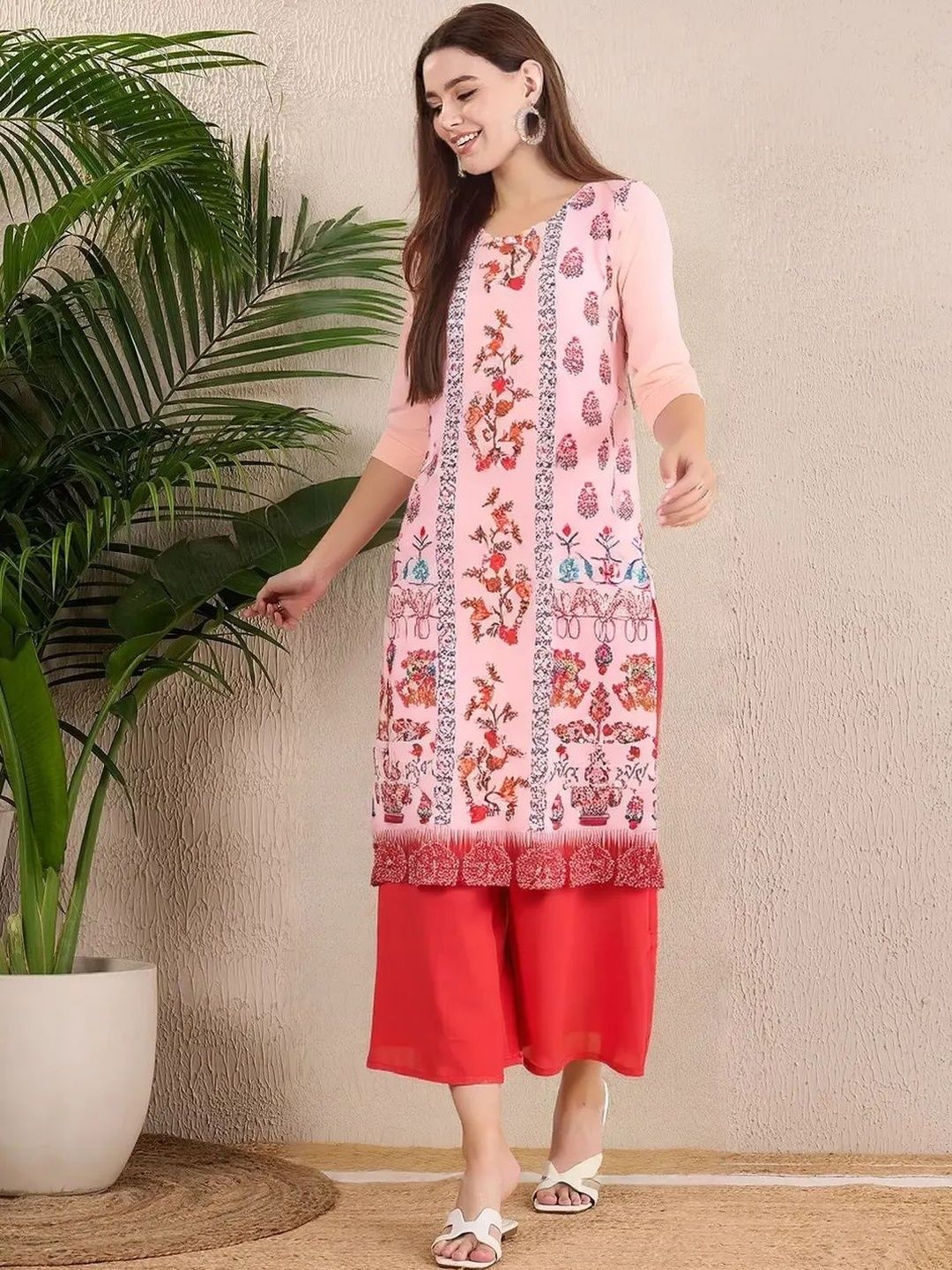 arangya Women Pack of 3 Ethnic Motifs Printed Indie Prints Crepe Kurta