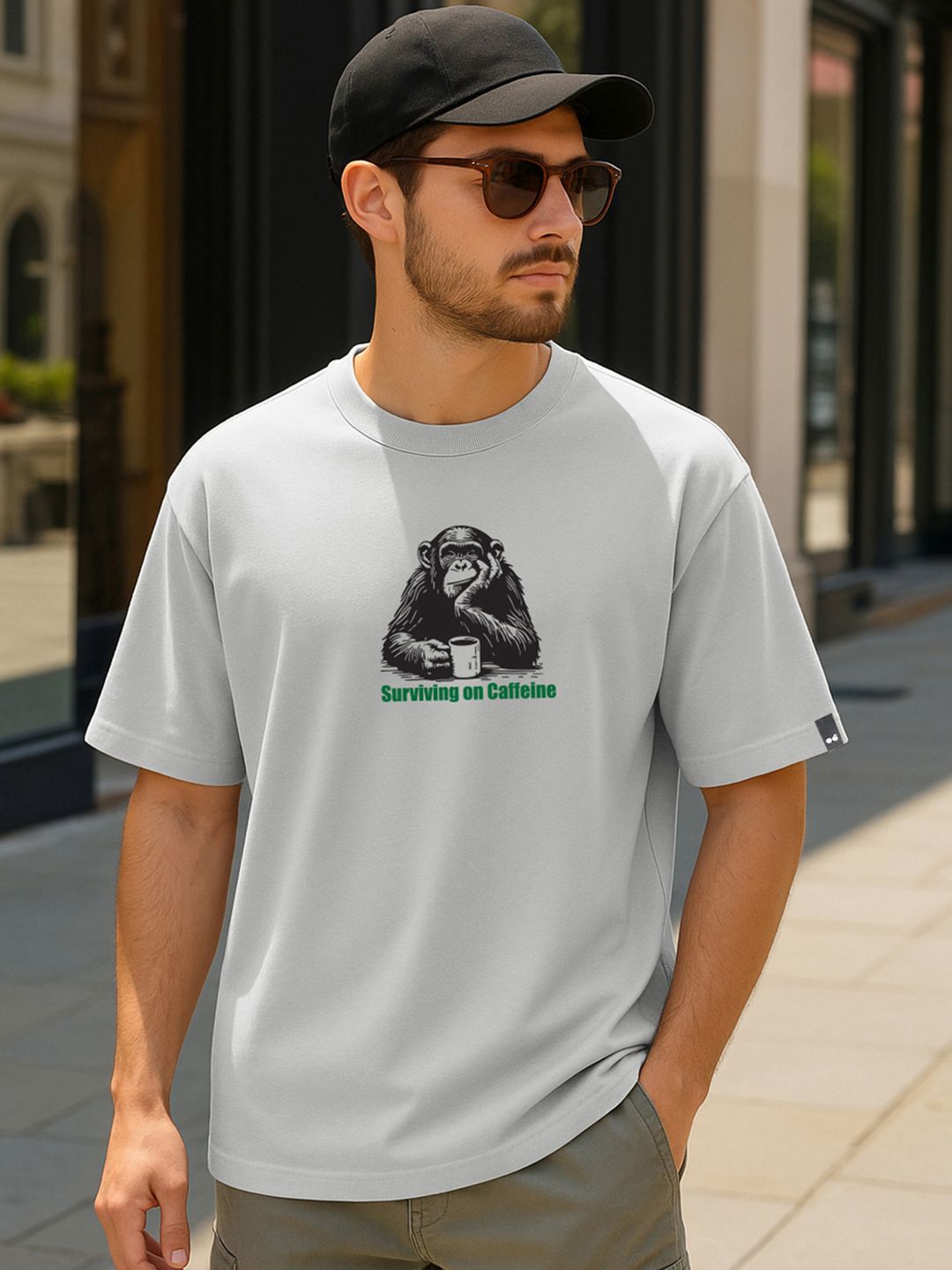 Bewakoof Men Typography Printed Round Neck Cotton Oversized T-shirt
